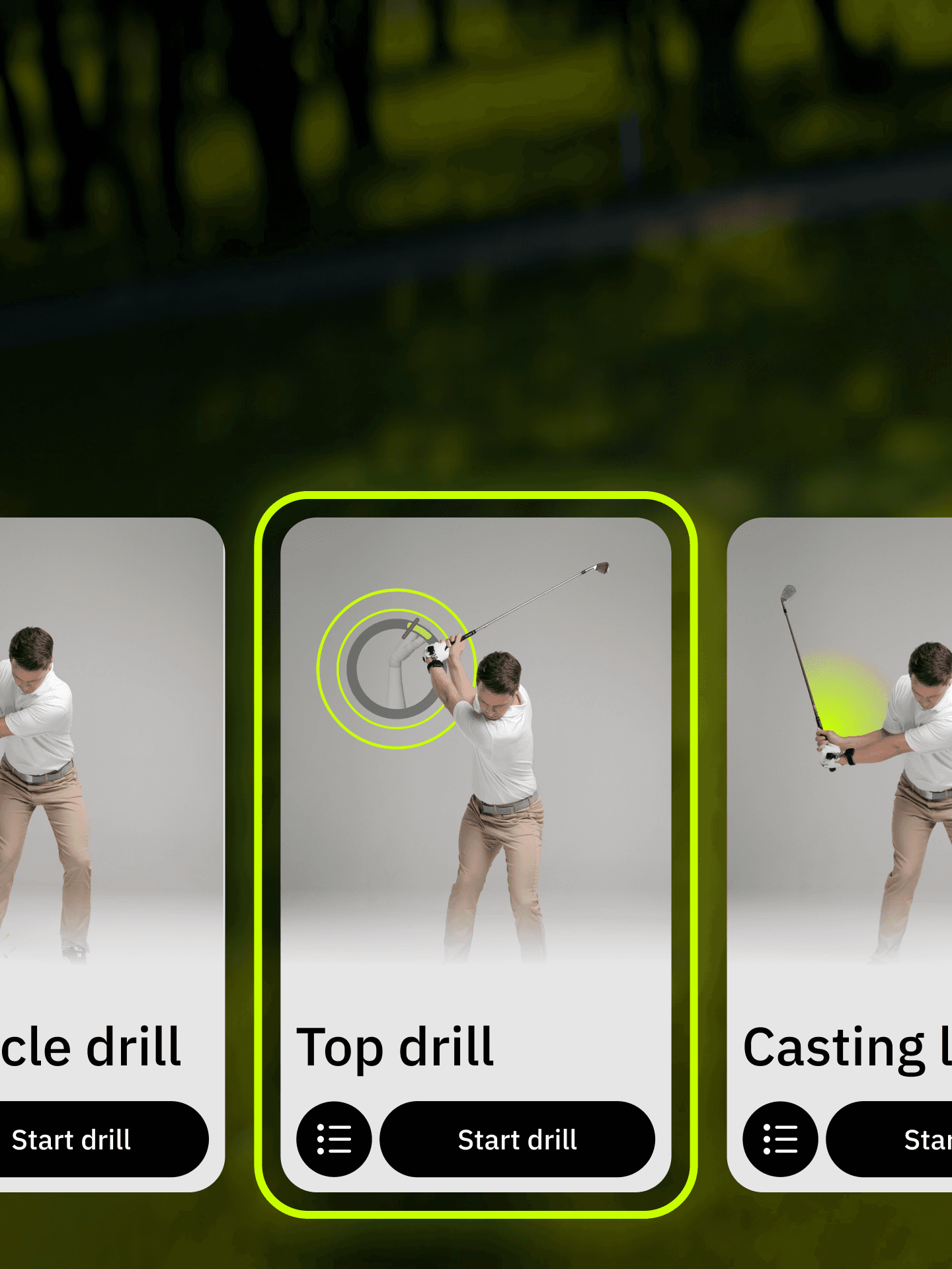 The app automatically selects a drill from the library to help you with your swing fault.