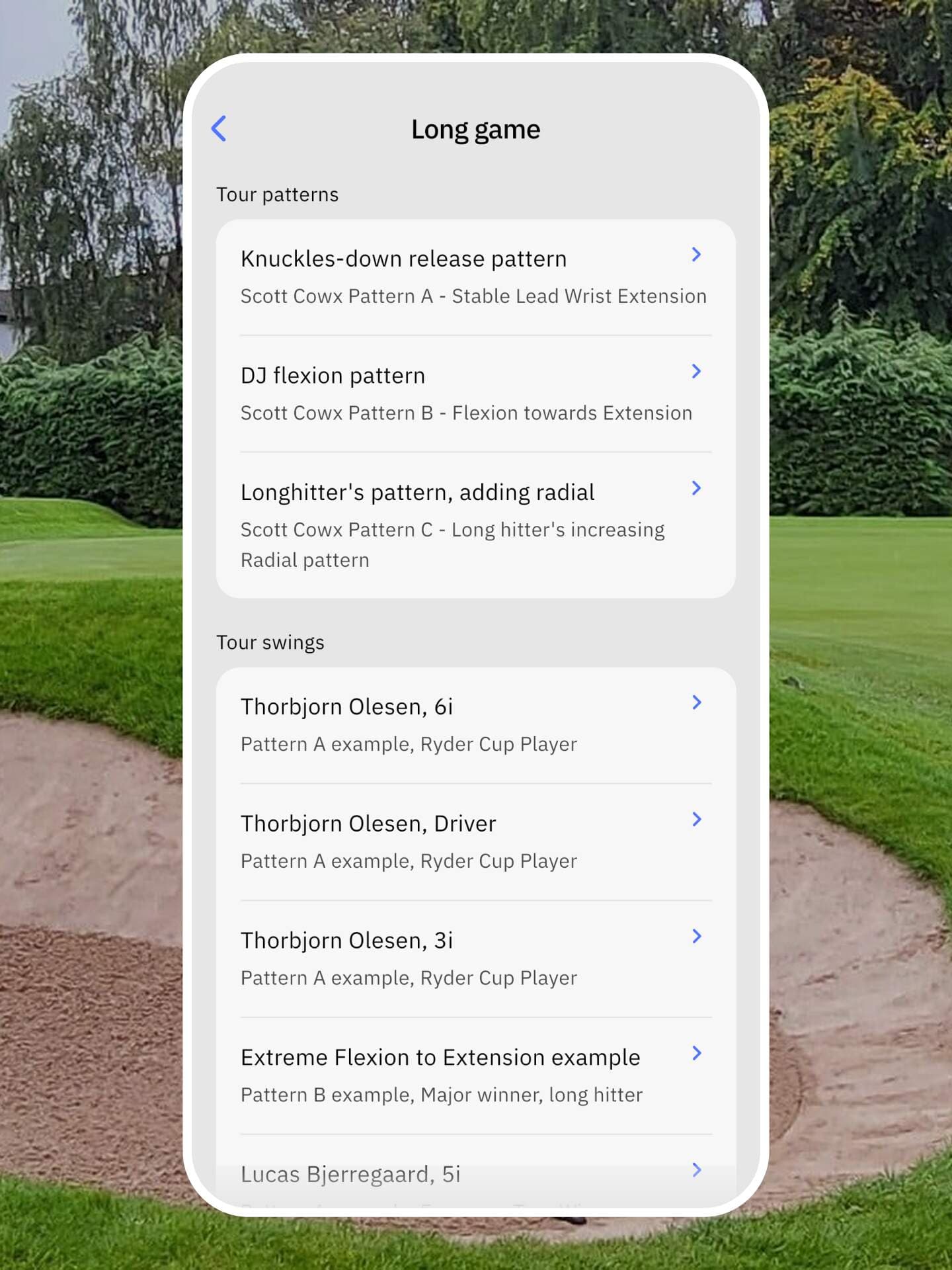 Unlock access to our extensive tour player swing data.